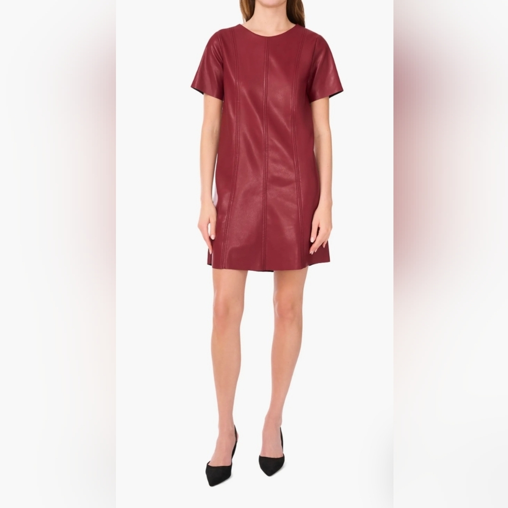 13. NWOT 1.State Elegant Deep Red Faux Leather Dress